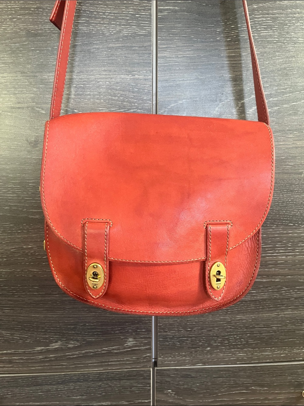 Fossil Reddish Brown Leather Bag